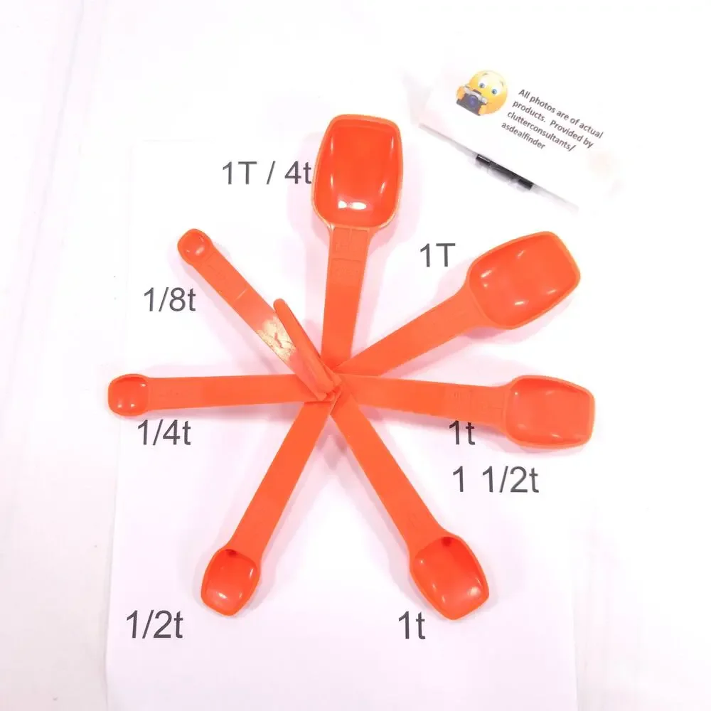 Vintage Tupperware Measuring Spoons Set of 7 Orange